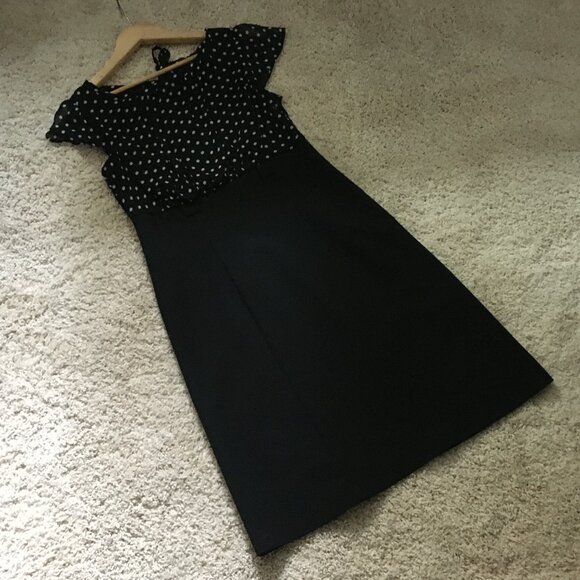 Rockabilly Polka Dot & Chiffon Scuba High Waist Retro Dress - Picture 10 of 16